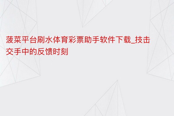 菠菜平台刷水体育彩票助手软件下载_技击交手中的反馈时刻