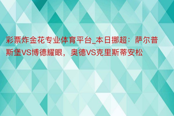 彩票炸金花专业体育平台_本日挪超：萨尔普斯堡VS博德耀眼，奥德VS克里斯蒂安松