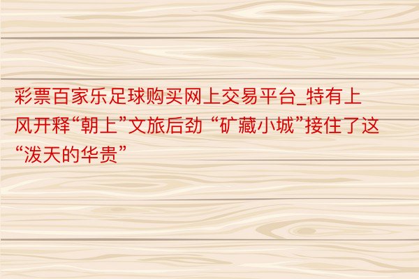 彩票百家乐足球购买网上交易平台_特有上风开释“朝上”文旅后劲 “矿藏小城”接住了这“泼天的华贵”