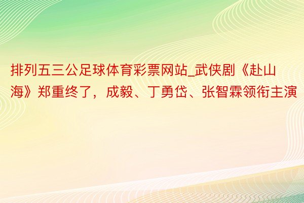 排列五三公足球体育彩票网站_武侠剧《赴山海》郑重终了，成毅、丁勇岱、张智霖领衔主演